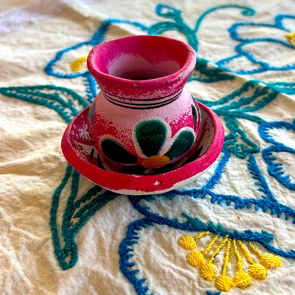 Hand Crafted Miniature Mexican Mug & Dessert Bowl - Jarrito con su Plato